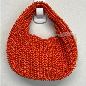 Vibrant Orange Beaded Hobo Bag ✨🧡